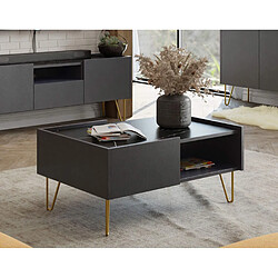 Bestmobilier Cali - table basse - effet marbre - 97 cm Cali - table basse - effet marbre - 97 cm - Noir / Doré