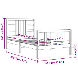 vidaXL Cadre de lit sans matelas 90x190 cm bois de pin massif pas cher