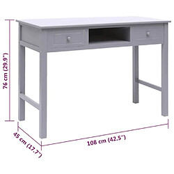 vidaXL Buffet Gris 108x45x76 cm Bois de Paulownia massif pas cher