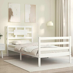 Avis Maison Chic Lit adulte - Cadre Structure de lit avec tête de lit Contemporain blanc 90x200 cm bois massif -MN82464