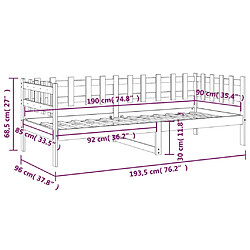 vidaXL Lit de jour sans matelas marron miel 90x190 cm bois pin massif pas cher