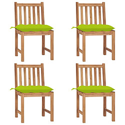 Maison Chic Lot de 4 Chaises de jardin avec coussins | Fauteuil chaises d'extérieur Bois de teck massif -GKD94736