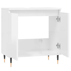 Maison Chic Armoire de bain,Meuble de rangement de salle de bain,Meuble haut blanc brillant 58x33x60 cm bois d'ingénierie -GKD730646 pas cher