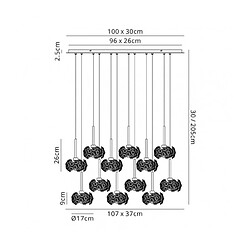 Luminaire Center Suspension 12 ampoules Chrome poli