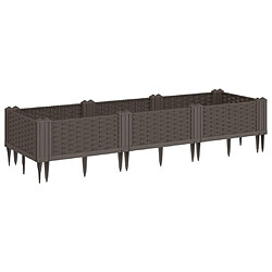 Acheter vidaXL Jardinière avec piquets marron 125x40x28,5 cm PP