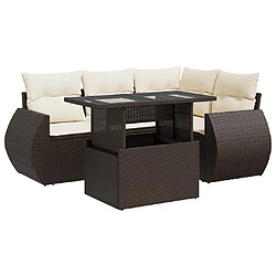 vidaXL Salon de jardin avec coussins 5 pcs marron résine tressée