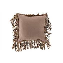 Dansmamaison Coussin Franges Carre Cuir Beige