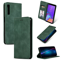 Wewoo Housse Coque en cuir à rabat horizontal magnétique Business Skin Feel Retro pour Samsung Galaxy A7 2018 vert armée