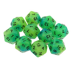 Acheter 10pcs lumineux multi-faces dés noctilucent D20 Dice ensemble pour D u0026 D TRPG jeu bleu + vert