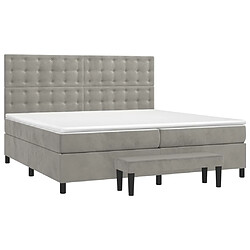 vidaXL Sommier à lattes de lit et matelas Gris clair 200x200cm Velours