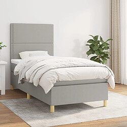 Maison Chic Structures de lit + matelas,Lit à sommier tapissier avec matelas Gris clair 80x200 cm Tissu -MN61603