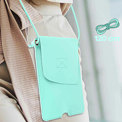 Avizar Pochette Bandoulière Smartphone avec Rangement carte Simili cuir turquoise pas cher