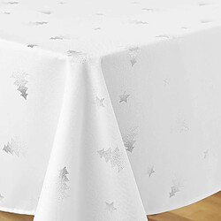 Avis Douceur D'Interieur Nappe rectangulaire antitache et infroissable Sapins - 150 x 240 cm - Blanc et argent