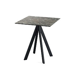 Materiel Chr Pro Table de bistrot Infinity avec piètement noir + plateau HPL marbre clair 70x70 cm - Veba