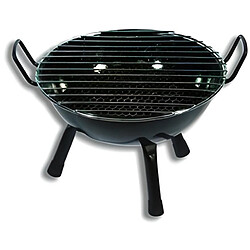 Visiodirect Barbecue rond vitrifié pour table en Acier inoxydable coloris Noir - 28 x 20 cm