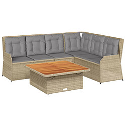 vidaXL Salon de jardin avec coussins 5 pcs beige résine tressée