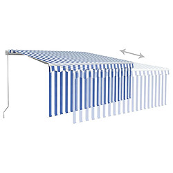 Acheter Maison Chic Auvent manuel rétractable avec store | store extérieurs de porte | Marquise Brise-soleil 3x2,5 m Bleu et blanc -GKD32852