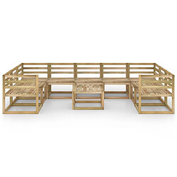 Avis Maison Chic Salon de jardin 10 pcs - Table et chaises d'extérieur - Mobilier/Meubles de jardin Moderne bois de pin imprégné de vert -MN75757