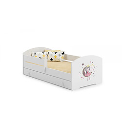 Kobi Lit enfant Sam+ tiroir de rangement - 140x70 cm - lune - avec matelas