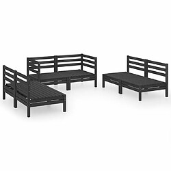 Maison Chic Salon de jardin 6 pcs - Table et chaises d'extérieur - Mobilier/Meubles de jardin Moderne Noir Bois de pin massif -MN16406