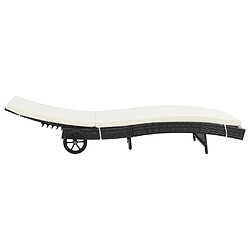 Avis Maison Chic Chaise longue avec roues et coussin | Bain de soleil Relax | Transat Résine tressée Noir -GKD83846