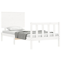 Acheter Maison Chic Lit adulte - Cadre Structure de lit avec tête de lit Contemporain blanc 90x200 cm bois massif -MN63592