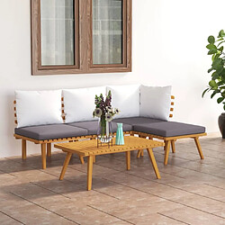 Maison Chic Salon de jardin 5 pcs + coussins - Mobilier/Meubles de jardin - Table et chaises d'extérieur Bois d'acacia solide -MN60852