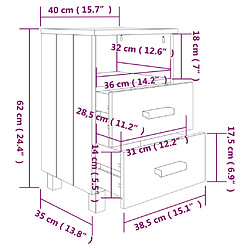 vidaXL Table de chevet HAMAR Gris clair 40x35x62 cm Bois de pin massif pas cher