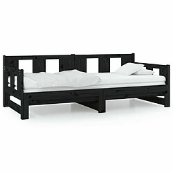 Maison Chic Lit d'appoint Noir Bois de pin solide 2x(80x200)cm,Lit coulissant Lit de repos -GKD13333