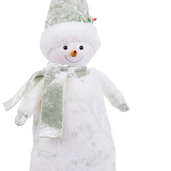 BigBuy Home Bonhomme de Neige Blanc Vert 6 x 6 x 25 cm