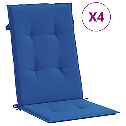 vidaXL Coussins de chaise de jardin à dossier haut lot de 4 bleu royal