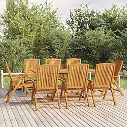 vidaXL Chaises de jardin inclinables lot de 8 Bois de teck solide 