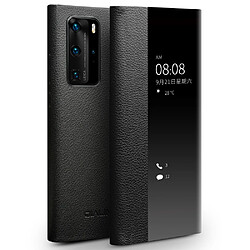 Coque en cuir véritable fonction veille/sommeil automatique noir pour votre Huawei P40