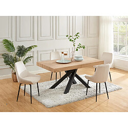 Vente-Unique Table à manger extensible 6 à 10 personnes en MDF et métal - Naturel et noir - CATONAV