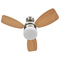 Acheter vidaXL Ventilateur de plafond lampe et télécommande 76 cm Marron clair