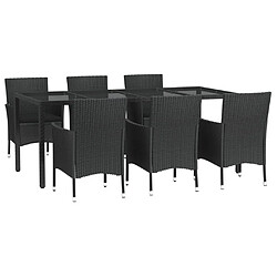 Avis Salle à dîner de jardin 7 pcs,Table et chaise à manger Noir Résine tressée -MN54128