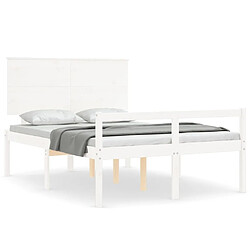 Maison Chic Lit adulte - Cadre Structure de lit avec tête de lit Contemporain blanc 140x190 cm bois massif -MN10886