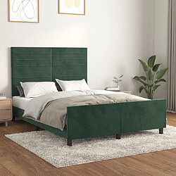 Maison Chic Lit adulte - Cadre Structure de lit avec tête de lit Contemporain Vert foncé 140x200 cm Velours -MN36773