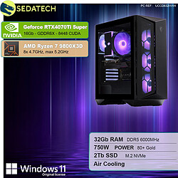 Sedatech PC Gamer Pro ATX Compact • AMD Ryzen 7 9800X3D • RTX4070Ti Super • 32Go DDR5 • 2To SSD M.2 • Windows 11