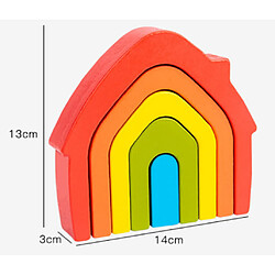 Universal Les derniers bébés en bois arc-en-ciel maison arbre poupée mini empileur blocs jouets arc-en-ciel bar blocs petites tailles incohérentes jeux de table cadeaux | empilement blocs (couleur arc-en-ciel)