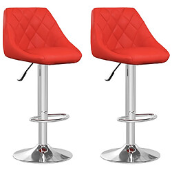 vidaXL Tabourets de bar lot de 2 rouge similicuir