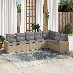 Maison Chic Salon de jardin avec coussins 7 pcs | Ensemble de Table et chaises | Mobilier d'Extérieur beige résine tressée -GKD84141