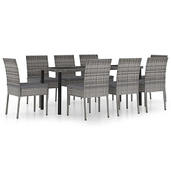 Salle à manger de jardin 9 pcs,Table et chaise à dîner Résine tressée Gris -MN68882