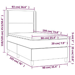 vidaXL Sommier à lattes de lit avec matelas Blanc 90x190 cm Similicuir pas cher