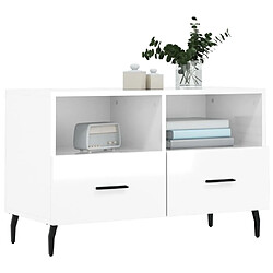 Avis Maison Chic Meuble TV scandinave - Banc TV pour salon Blanc brillant 80x36x50 cm Bois d'ingénierie -MN41064