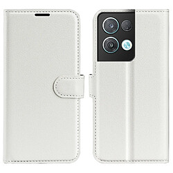 Etui en PU texture litchi, anti-écaillage avec support pour votre Oppo Reno8 Pro + 5G/Reno8 Pro 5G (Global Version) - blanc