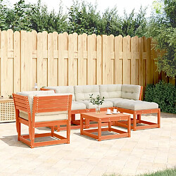 Maison Chic Salon de jardin 5 pcs avec coussins | Ensemble de Table et chaises | Mobilier d'Extérieur cire marron bois pin massif -GKD29846