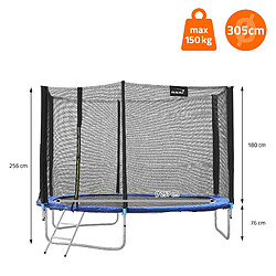 Acheter Hauki Trampoline de jardin avec filet de sécurité et échelle set complet bleu Ø 305 cm