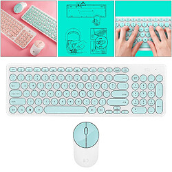 Clavier Et Souris Sans Fil 2.4G Sans Fil De Bureau, Clavier Rond Rétro, Vert pas cher