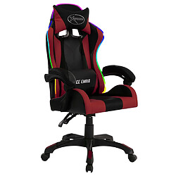 vidaXL Fauteuil de jeux vidéo avec LED RVB Bordeaux et noir Similicuir